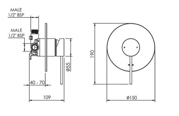 Linea Fusion Plus Shower Mixer 150mm - Brushed Nickel